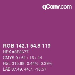 カラーコード: RGB 142.1 54.8 119 | qconv.com