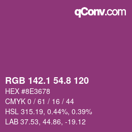 カラーコード: RGB 142.1 54.8 120 | qconv.com