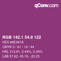 カラーコード: RGB 142.1 54.8 122 | qconv.com