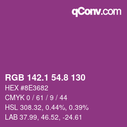 カラーコード: RGB 142.1 54.8 130 | qconv.com
