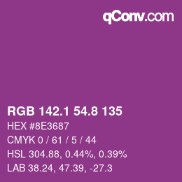 カラーコード: RGB 142.1 54.8 135 | qconv.com