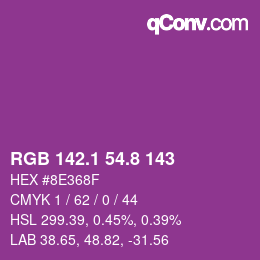 カラーコード: RGB 142.1 54.8 143 | qconv.com