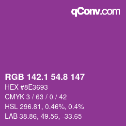 カラーコード: RGB 142.1 54.8 147 | qconv.com