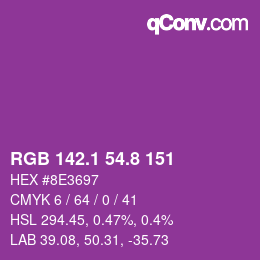 カラーコード: RGB 142.1 54.8 151 | qconv.com