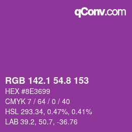 カラーコード: RGB 142.1 54.8 153 | qconv.com