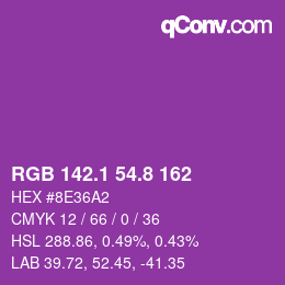カラーコード: RGB 142.1 54.8 162 | qconv.com