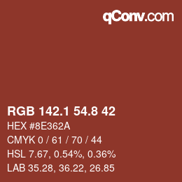 Color code: RGB 142.1 54.8 42 | qconv.com