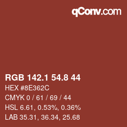カラーコード: RGB 142.1 54.8 44 | qconv.com