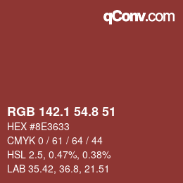 カラーコード: RGB 142.1 54.8 51 | qconv.com