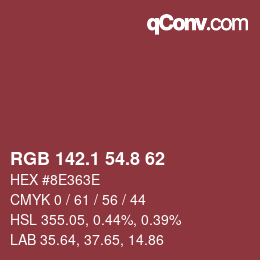 Color code: RGB 142.1 54.8 62 | qconv.com