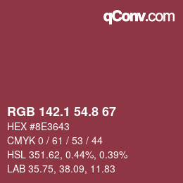 Color code: RGB 142.1 54.8 67 | qconv.com