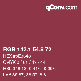 Farbcode: RGB 142.1 54.8 72 | qconv.com