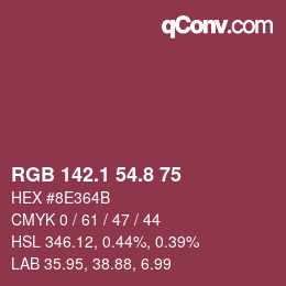 カラーコード: RGB 142.1 54.8 75 | qconv.com