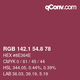 カラーコード: RGB 142.1 54.8 78 | qconv.com