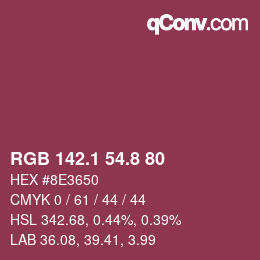 カラーコード: RGB 142.1 54.8 80 | qconv.com