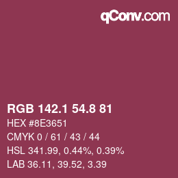 カラーコード: RGB 142.1 54.8 81 | qconv.com