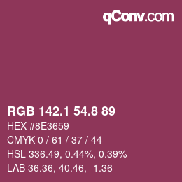 カラーコード: RGB 142.1 54.8 89 | qconv.com