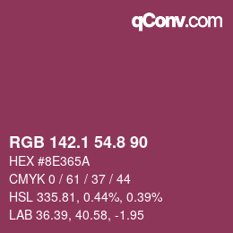 カラーコード: RGB 142.1 54.8 90 | qconv.com