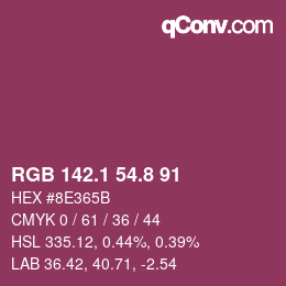 カラーコード: RGB 142.1 54.8 91 | qconv.com