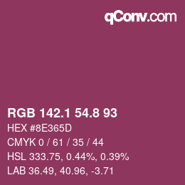 カラーコード: RGB 142.1 54.8 93 | qconv.com