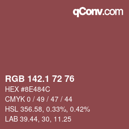 Color code: RGB 142.1 72 76 | qconv.com