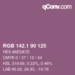 カラーコード: RGB 142.1 90 125 | qconv.com