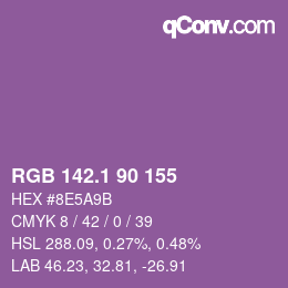 カラーコード: RGB 142.1 90 155 | qconv.com