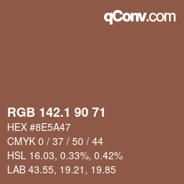 カラーコード: RGB 142.1 90 71 | qconv.com