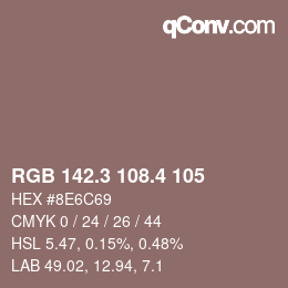 カラーコード: RGB 142.3 108.4 105 | qconv.com