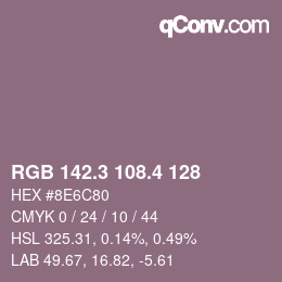 カラーコード: RGB 142.3 108.4 128 | qconv.com