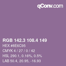 カラーコード: RGB 142.3 108.4 149 | qconv.com