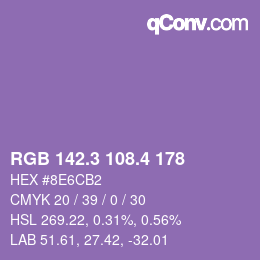 カラーコード: RGB 142.3 108.4 178 | qconv.com