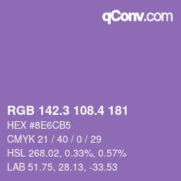 カラーコード: RGB 142.3 108.4 181 | qconv.com
