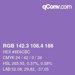 カラーコード: RGB 142.3 108.4 188 | qconv.com