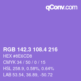 カラーコード: RGB 142.3 108.4 216 | qconv.com