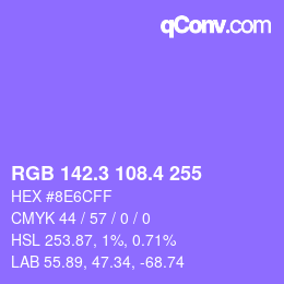 カラーコード: RGB 142.3 108.4 255 | qconv.com