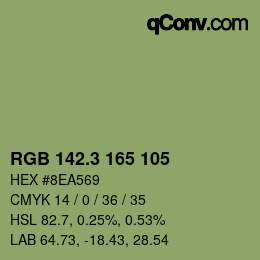カラーコード: RGB 142.3 165 105 | qconv.com