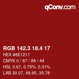 カラーコード: RGB 142.3 18.4 17 | qconv.com