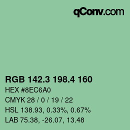 カラーコード: RGB 142.3 198.4 160 | qconv.com