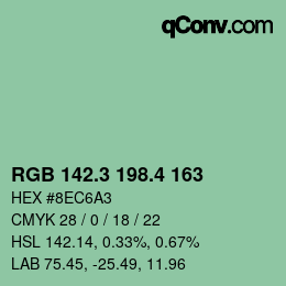 カラーコード: RGB 142.3 198.4 163 | qconv.com