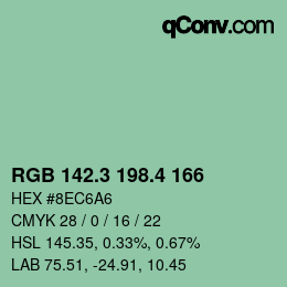 カラーコード: RGB 142.3 198.4 166 | qconv.com