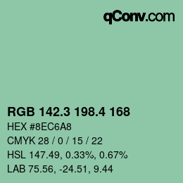 カラーコード: RGB 142.3 198.4 168 | qconv.com