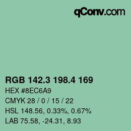 カラーコード: RGB 142.3 198.4 169 | qconv.com
