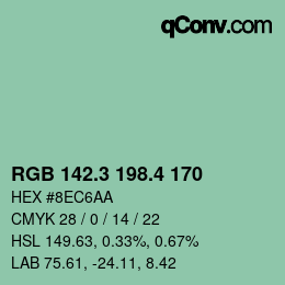 カラーコード: RGB 142.3 198.4 170 | qconv.com