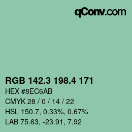 カラーコード: RGB 142.3 198.4 171 | qconv.com
