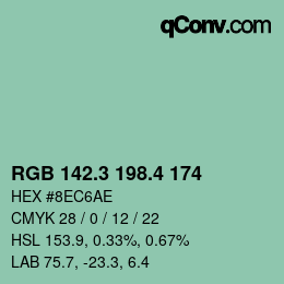 カラーコード: RGB 142.3 198.4 174 | qconv.com