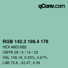 カラーコード: RGB 142.3 198.4 178 | qconv.com
