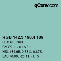 カラーコード: RGB 142.3 198.4 189 | qconv.com