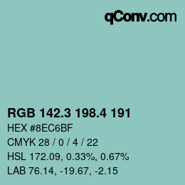 カラーコード: RGB 142.3 198.4 191 | qconv.com