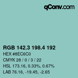 カラーコード: RGB 142.3 198.4 192 | qconv.com
